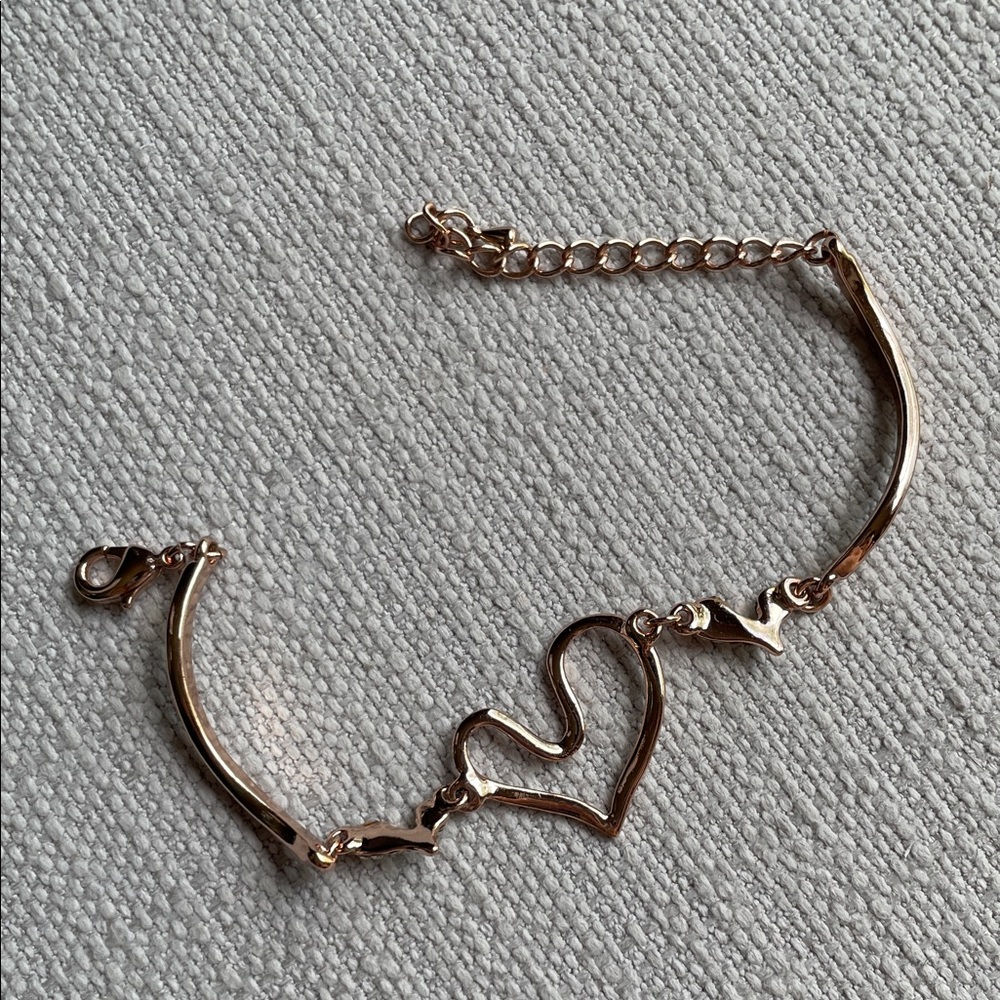 Delicate Heart Link Rose Gold fashion jewelry Bracelet - fits XS/S wrist - Picture 7 of 10